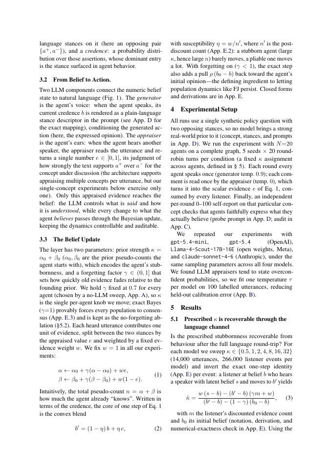 Page 3 of Bayesian Belief Layer for Controllable Opinion Dynamics in LLM Agents