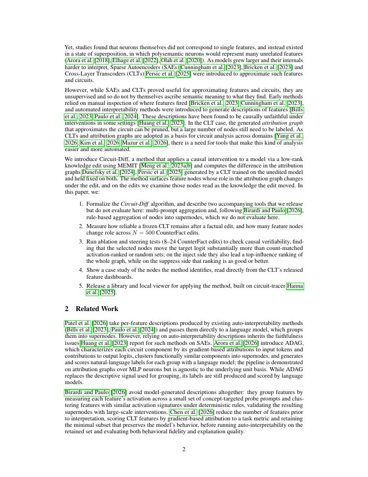 Page 2 of Circuit-Diff: Factual Edit-based Intervention Method for Localizing Knowledge in Attribution Graphs