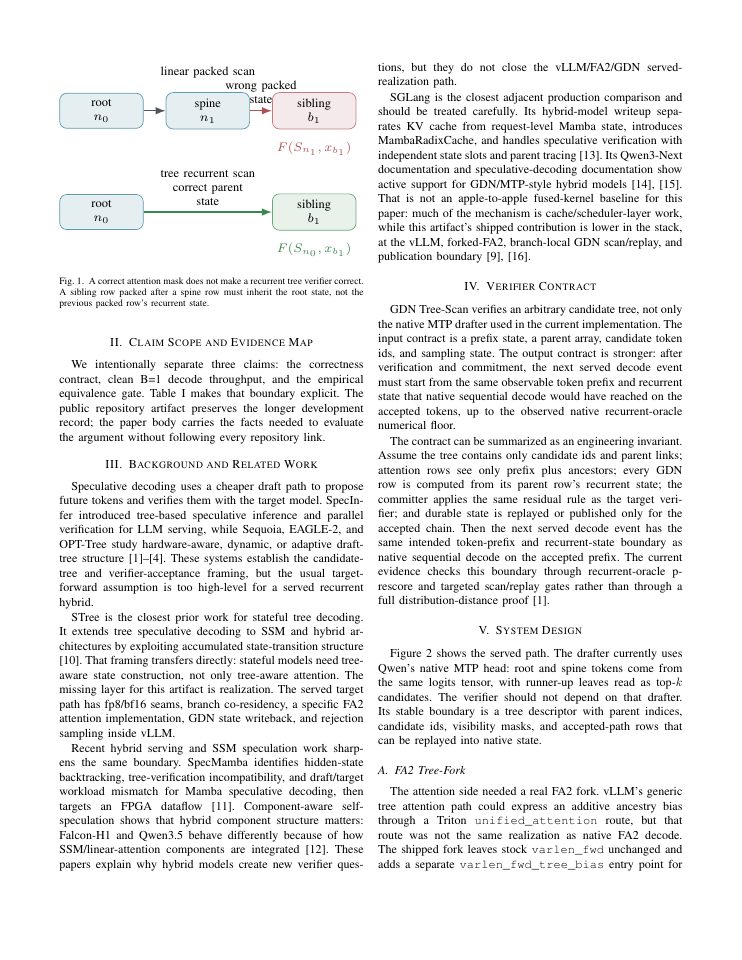 Page 2 of GDN Tree-Scan: Served Tree Verification for Recurrent-Hybrid Language Models