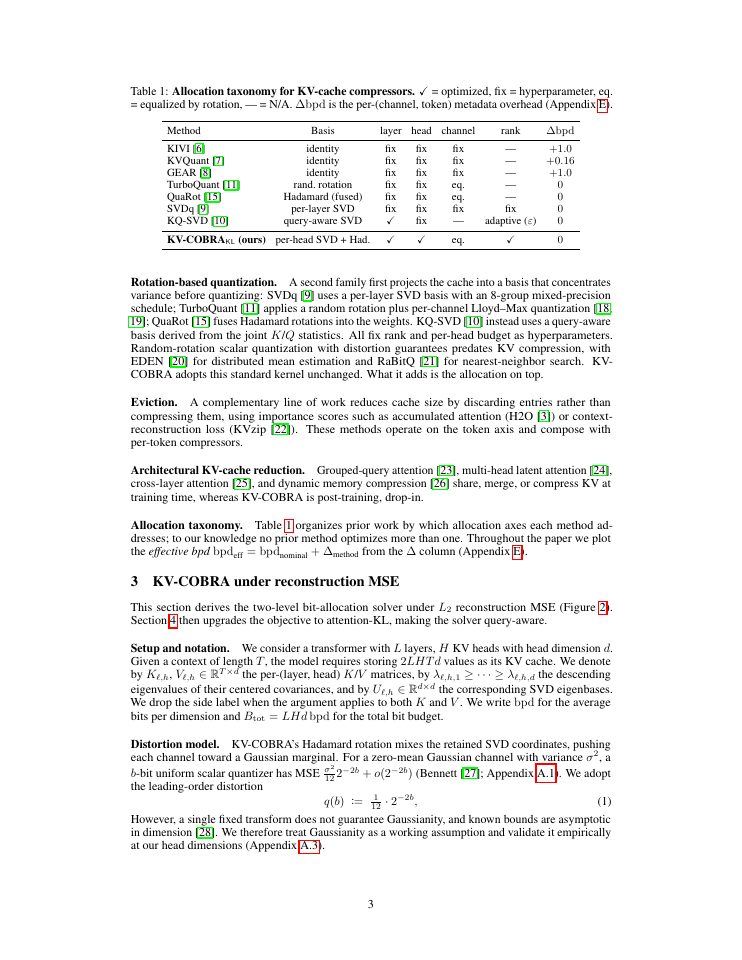 Page 3 of KV-COBRA: KV Cache Compression via Co-Optimized Bit-Rank Allocation