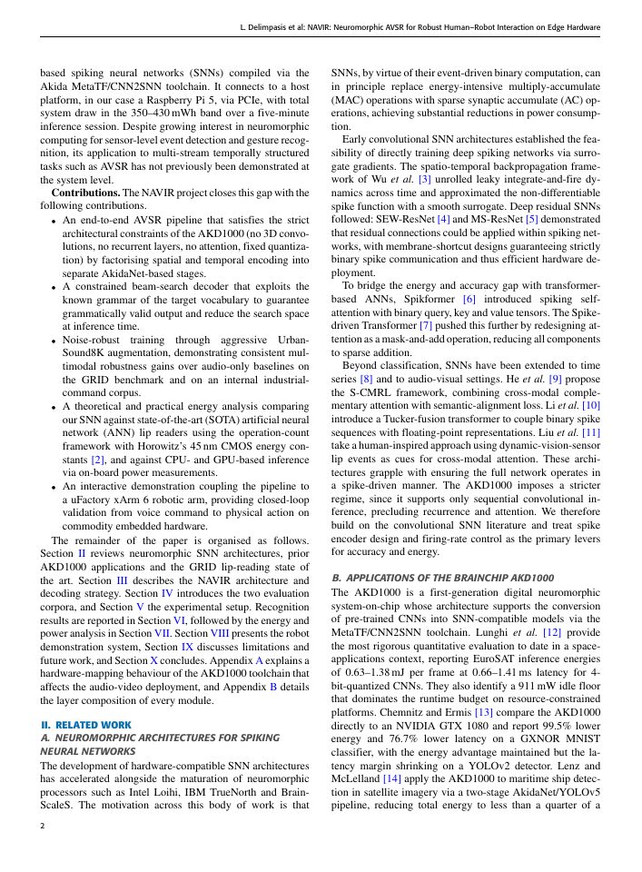 Page 2 of NAVIR: Neuromorphic Audio-Visual Speech Recognition for Robust Human-Robot Interaction on Edge Hardware