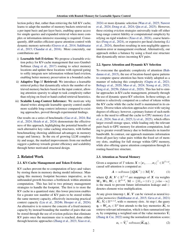 Page 2 of ARM: Attention with Routed-Memory for Learnable Sparse Control