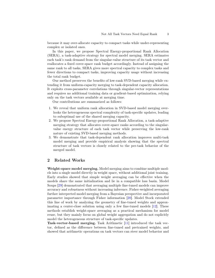 Page 3 of Not All Task Vectors Need Equal Rank: Energy-Proportional Allocation for Model Merging