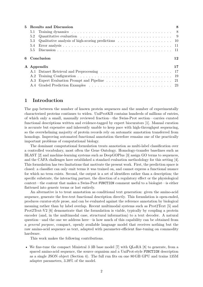 Page 2 of QLoRA Fine-Tuning of Ministral LLM for Sequence-to-Function Protein Annotation