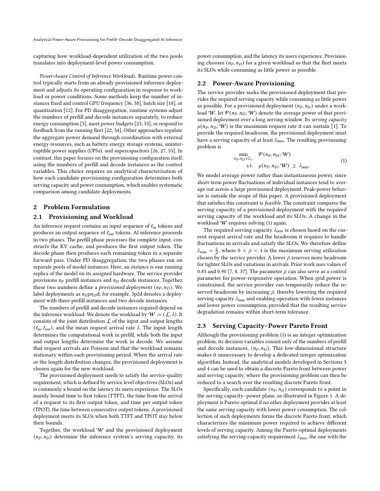 Page 3 of Analytical Power-Aware Provisioning for Prefill-Decode Disaggregated AI Inference