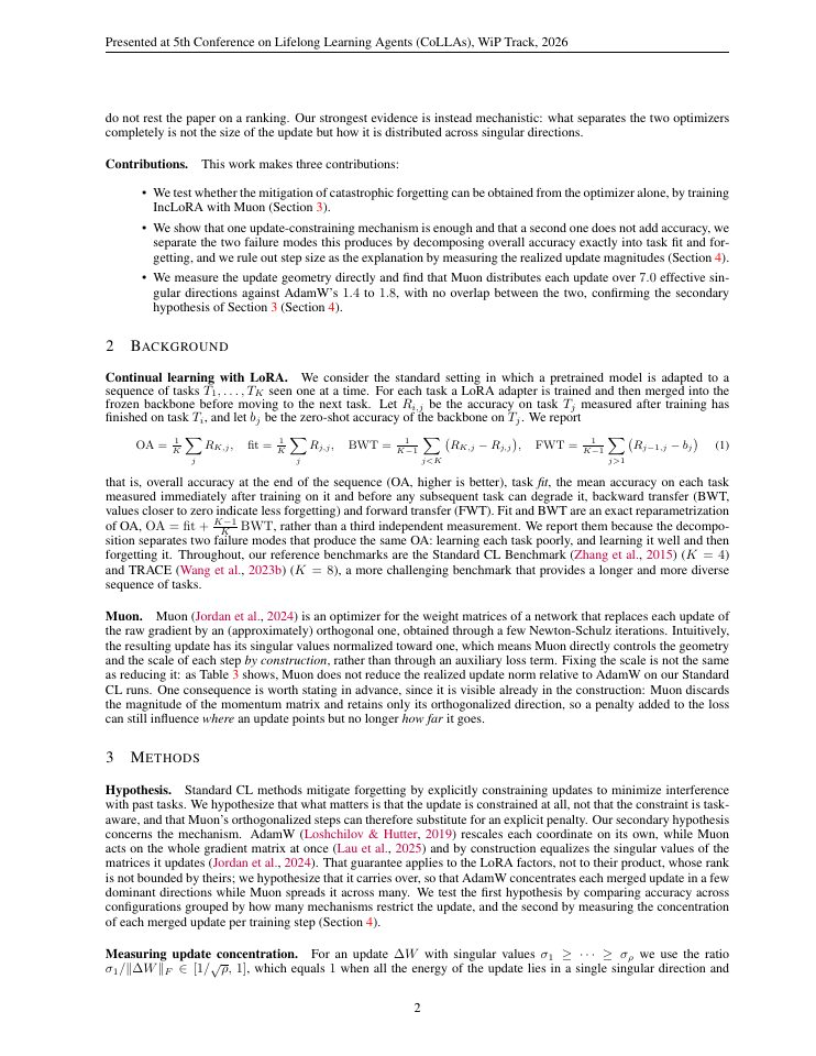 Page 2 of Muon Can Outperform Dedicated Continual Learning Methods