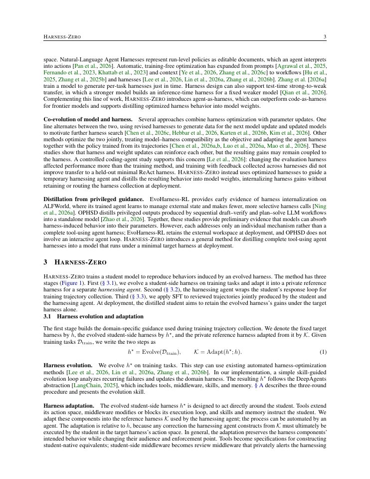Page 3 of Harness-Zero: Harness Distillation via Agent-as-Harness