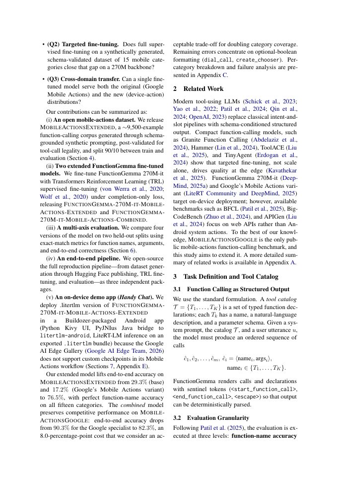 Page 2 of Extending FunctionGemma for Practical On-Device Mobile Function Calling