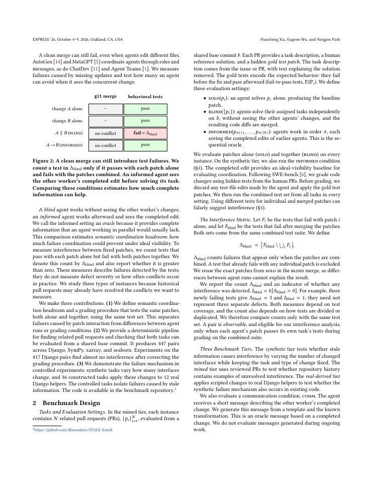 Page 2 of Passes Alone, Fails Together: Benchmarking Semantic Coordination in Parallel LLM-Agent Development