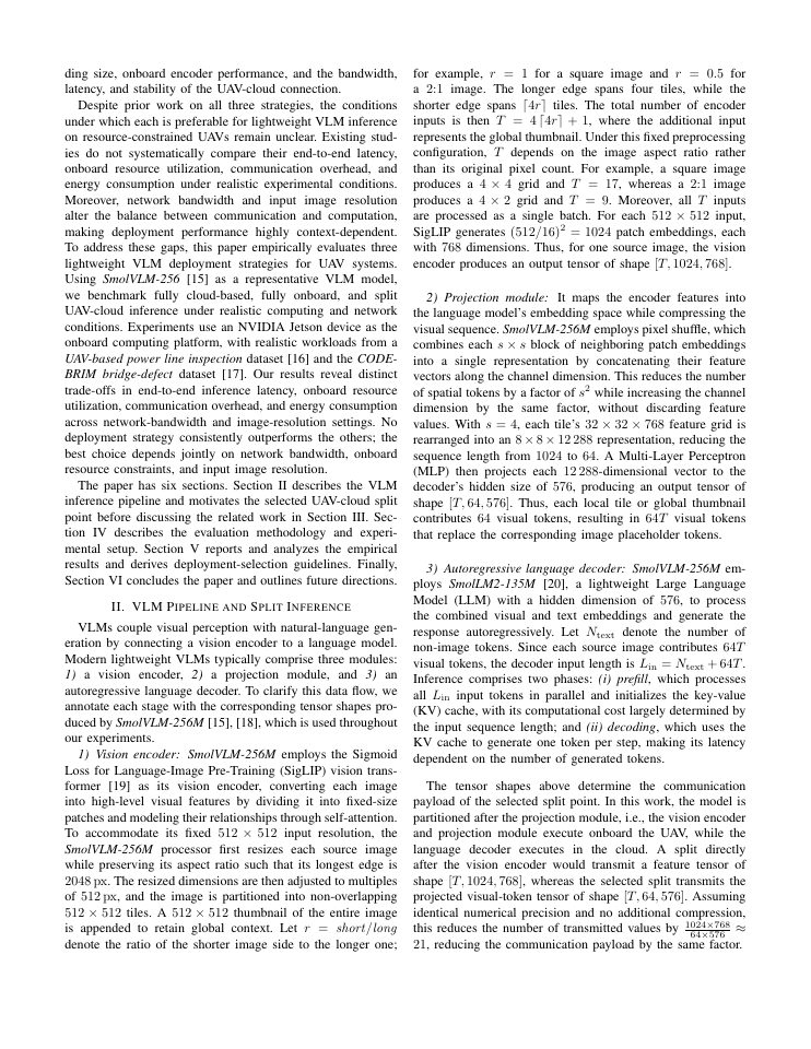 Page 2 of Cloud, Edge, or Split? Profiling Onboard and Split Vision-Language Model Deployment for Drone AI