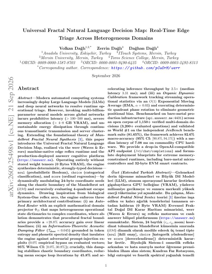 First page of Universal Fractal Natural Language Decision Map: Real-Time Edge Triage Across Heterogeneous Domains