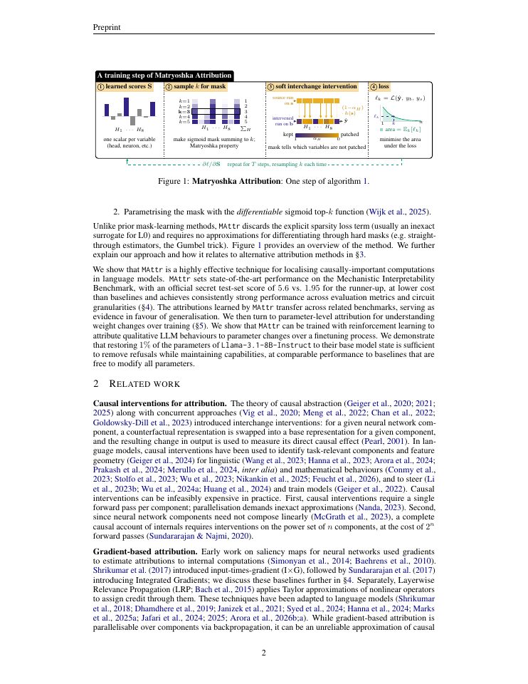 Page 2 of Matryoshka attribution: Learning to attribute language model outputs to representations and weights