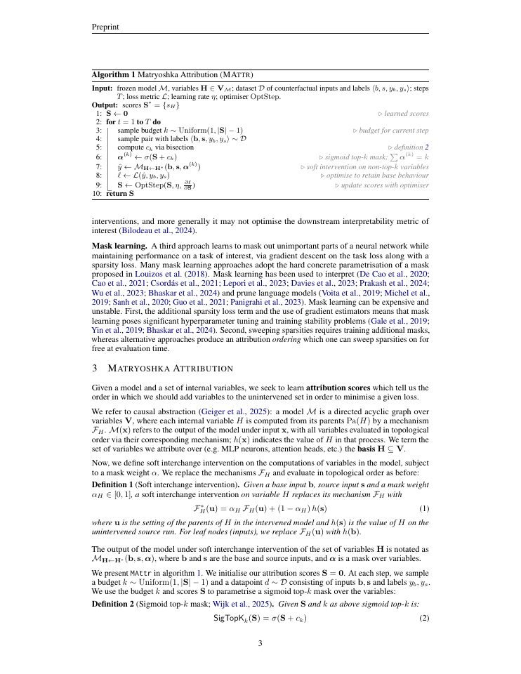 Page 3 of Matryoshka attribution: Learning to attribute language model outputs to representations and weights
