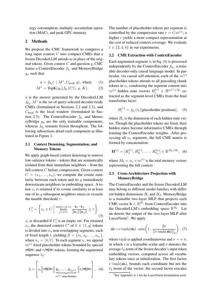 Page 3 of Compressing Long Context into Answer-Aligned Memory Embeddings for LLM Inference