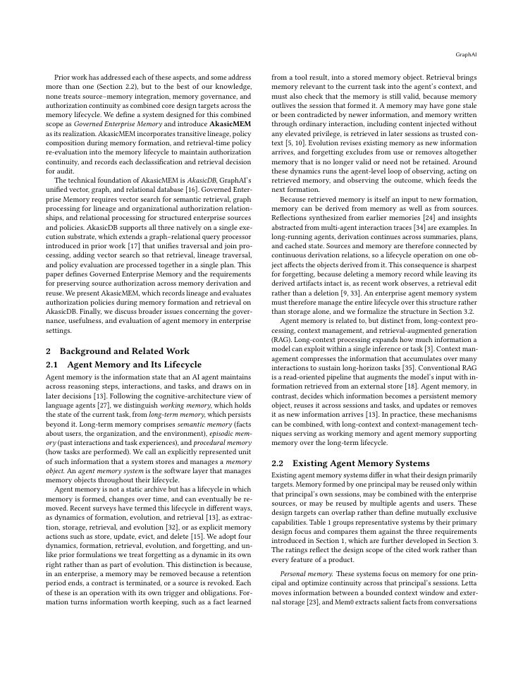 Page 2 of AkasicMEM: Governed Enterprise Memory for Agents