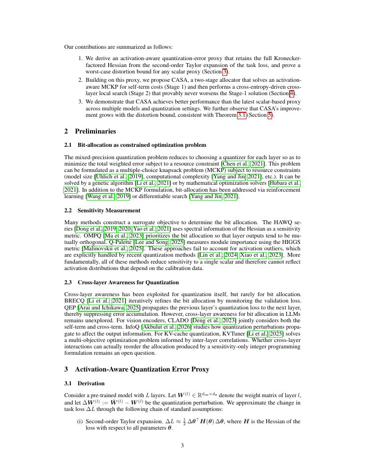 Page 3 of Beyond Scalar Sensitivity: Activation-Aware Mixed-Precision LLM Quantization with Cross-Layer Refinement