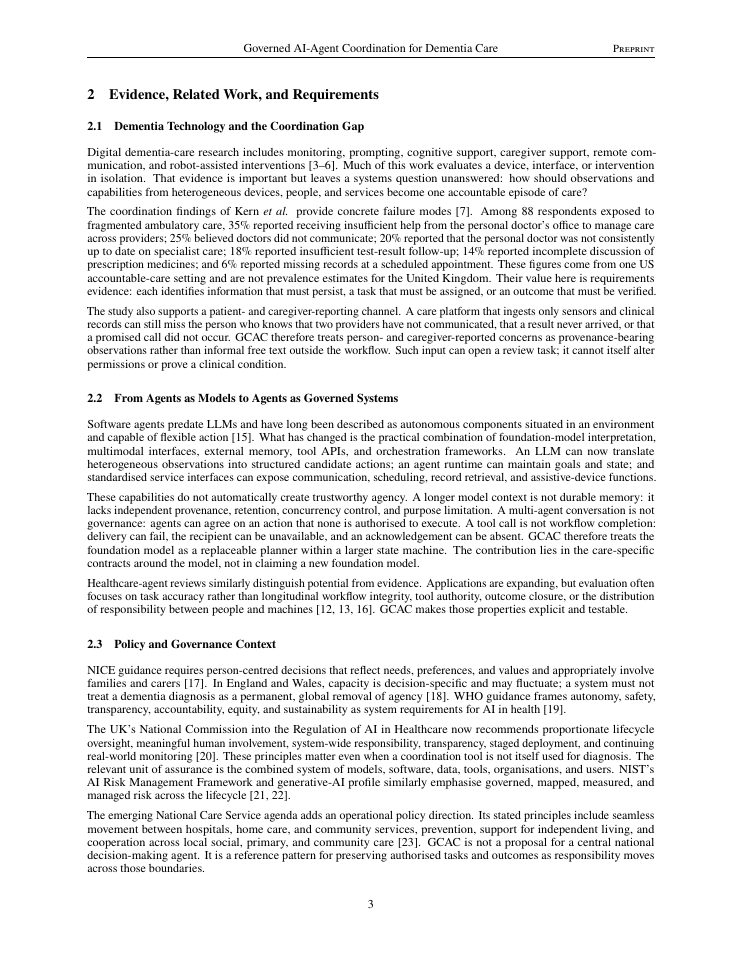 Page 3 of Governed AI-Agent Coordination for Dementia Care: Architecture, Safety Contracts, and Evidence-Derived Workflow Verification