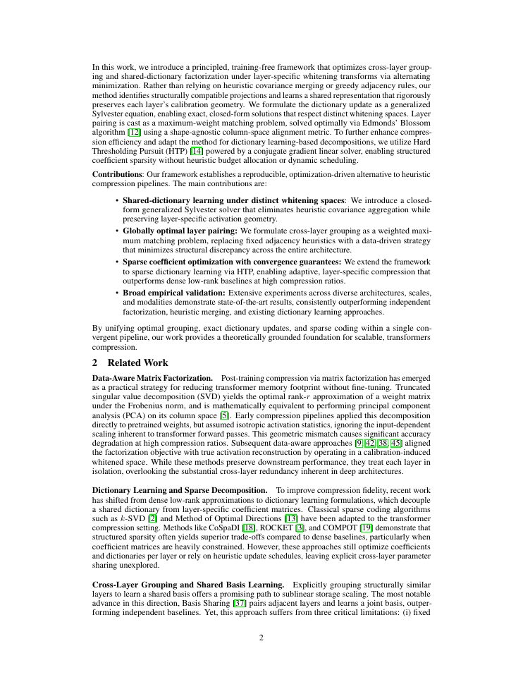 Page 2 of GeoPair: Geometry-Preserving Cross-Layer Factorization for Training-Free Transformer Compression
