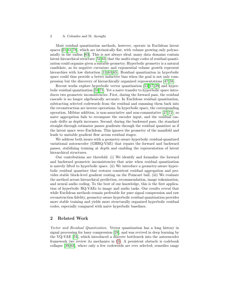 Page 2 of Geometry-Aware Hyperbolic Residual Quantization