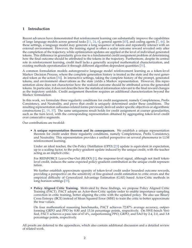 Page 2 of PACT: From Credit Assignment to Critic Alignment