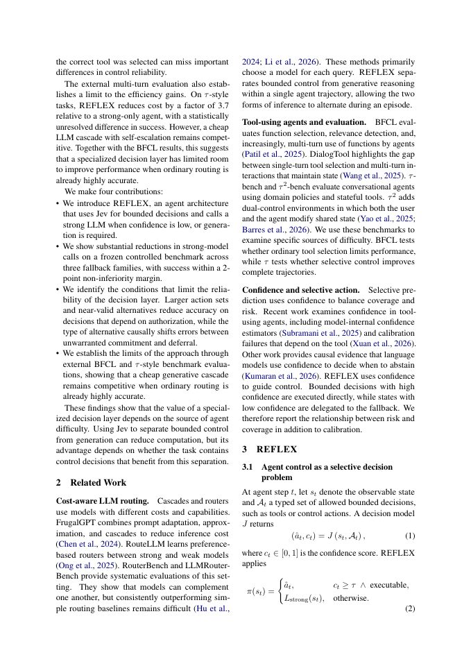 Page 2 of REFLEX with Jev for Efficient Selective Control in LLM Agents