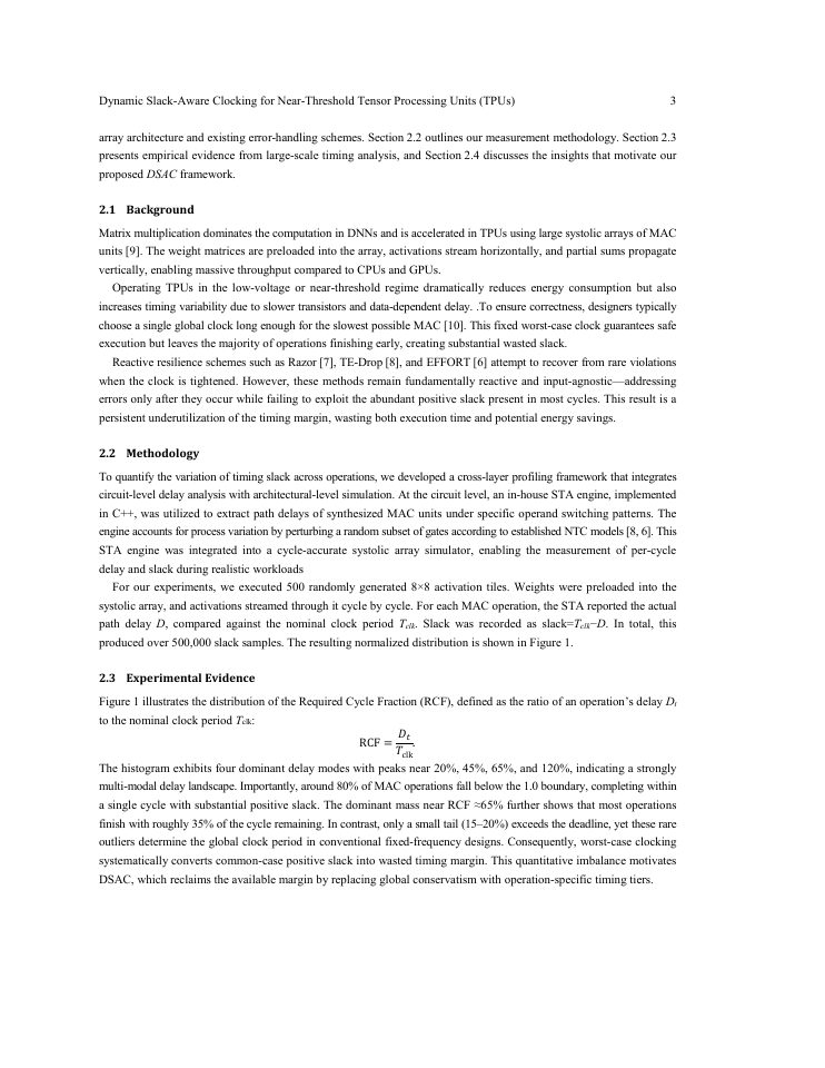 Page 3 of Dynamic Slack-Aware Clocking for Near-Threshold Tensor Processing Units (TPUs)