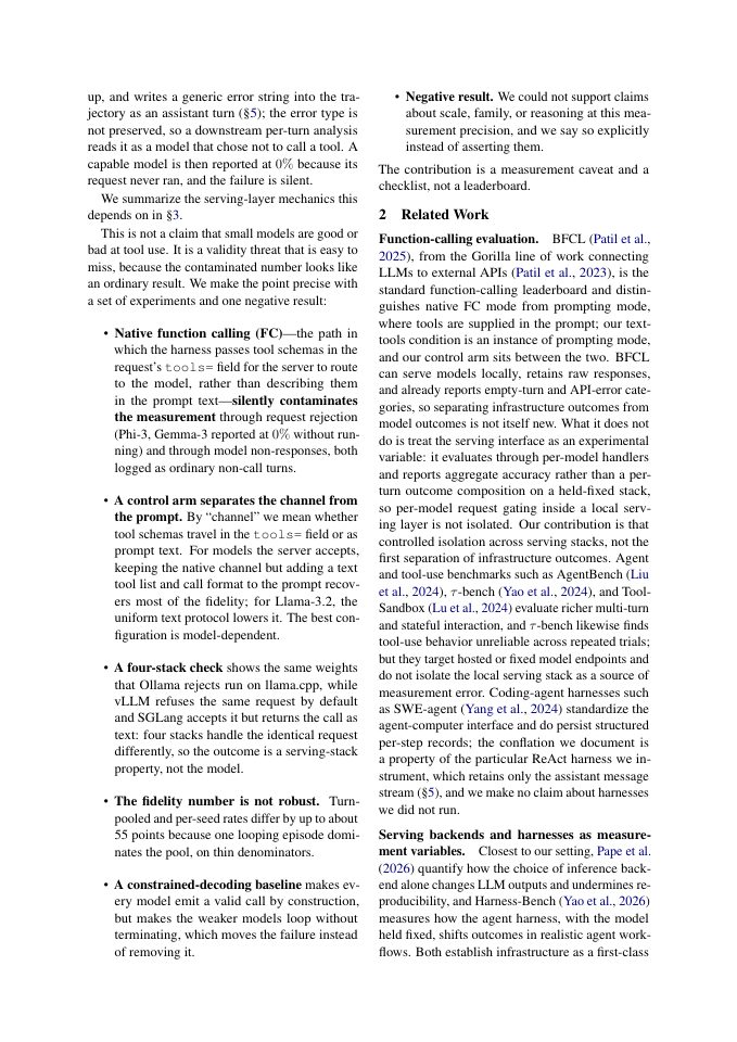 Page 2 of Measuring the Serving Stack Instead of the Model: Hidden Confounds in Local Tool-Use Evaluation