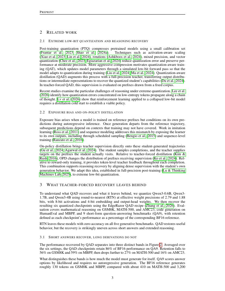 Page 3 of Train Where the Quantized Model Goes: On-Policy Distillation for Low-Bit Reasoning