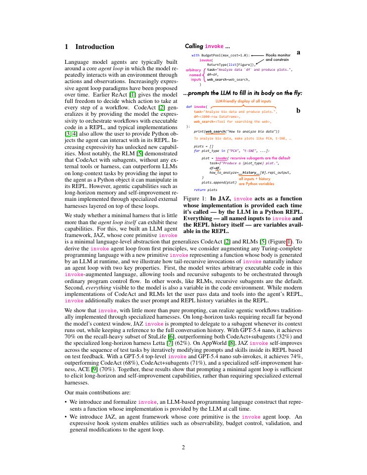 Page 2 of Harness as a Language: A Minimalist Agent Framework With Maximal Expressivity