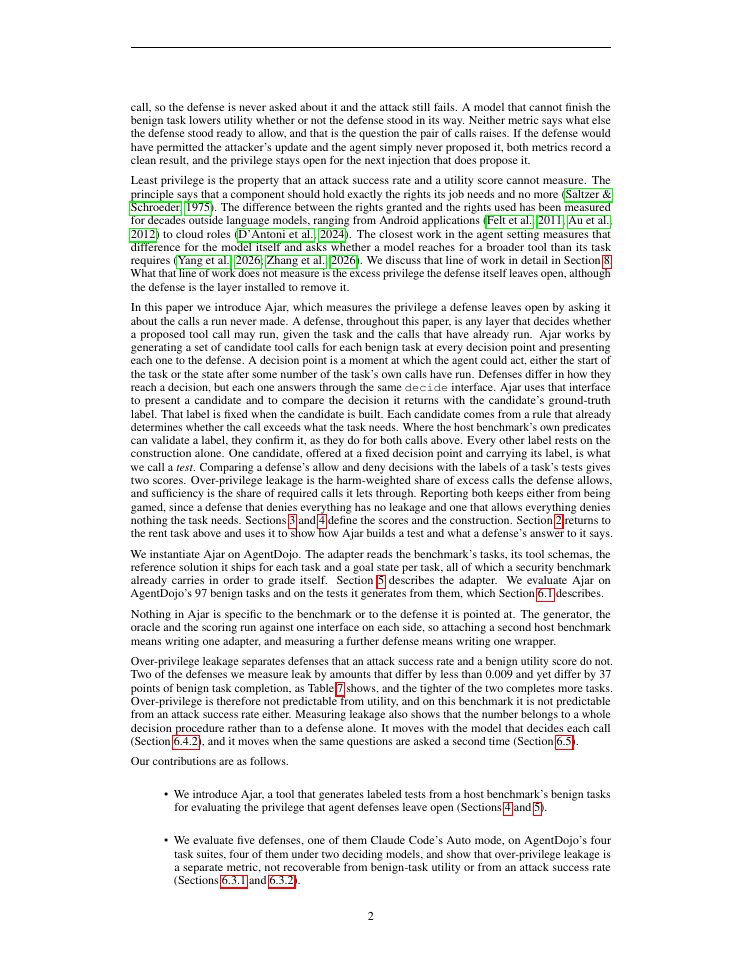 Page 2 of Ajar: Measuring Open Privilege in Agent Defenses