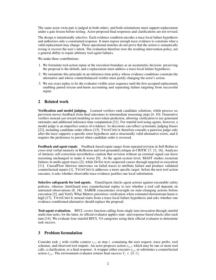 Page 2 of TwinCheck: Evidence-Grounded Negative-Twin Verification for Stateful Tool Agents