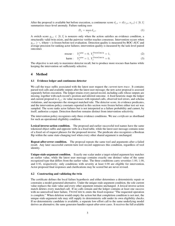 Page 3 of TwinCheck: Evidence-Grounded Negative-Twin Verification for Stateful Tool Agents