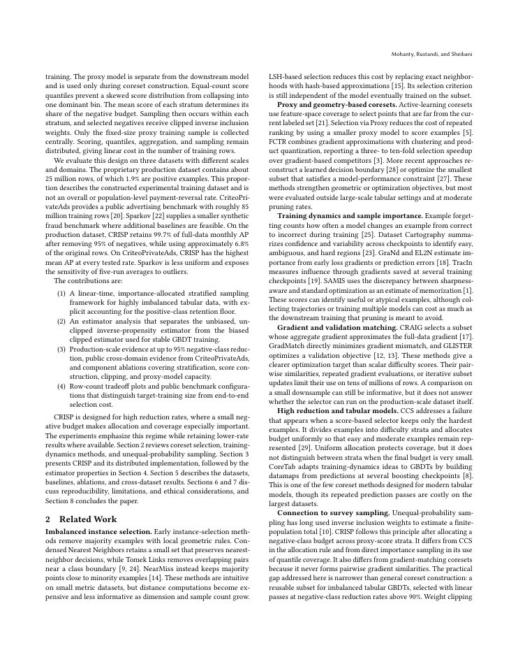 Page 2 of CRISP: Scalable Importance-Stratified Coresets for Imbalanced Tabular Learning