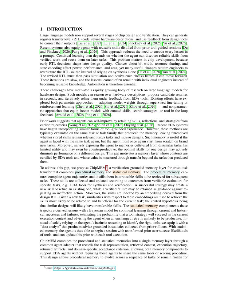 Page 2 of ChipMEM: Verification-Grounded Memory for EDA Agents