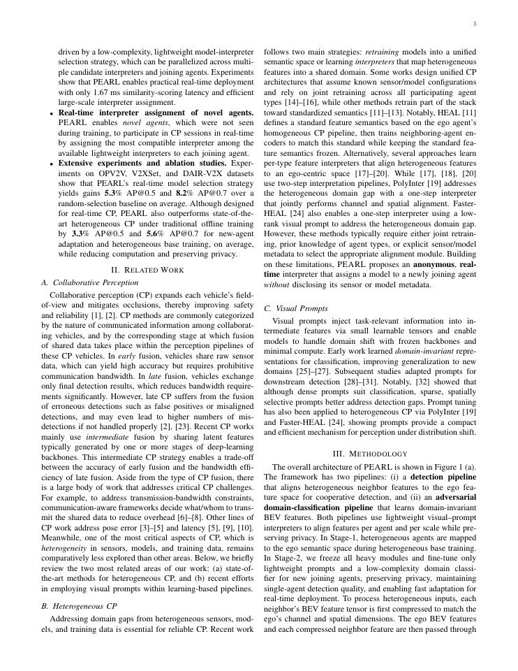 Page 3 of PEARL: A Lightweight Prompt-based Feature Interpreter Framework for Real-Time, Anonymous, and Heterogeneous Collaborative Perception