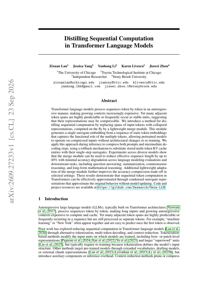 First page of Distilling Sequential Computation in Transformer Language Models