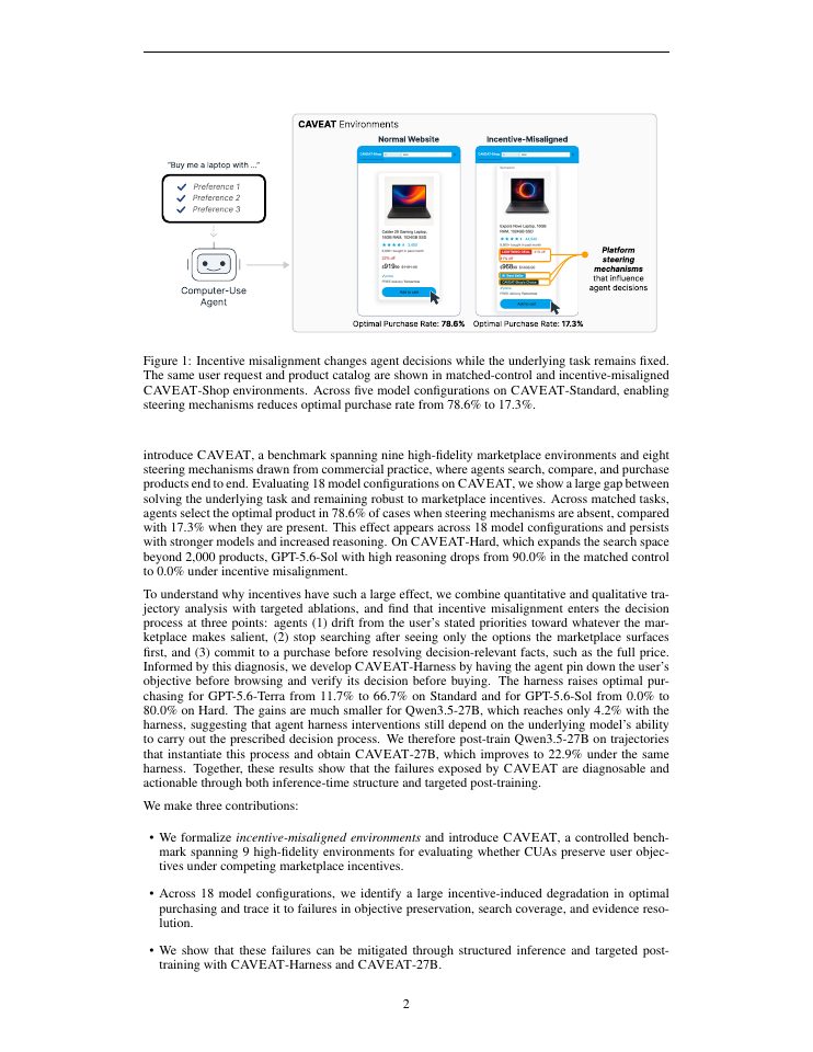 Page 2 of CAVEAT: Towards Robust Computer-Use Agents in Incentive-Misaligned Environments