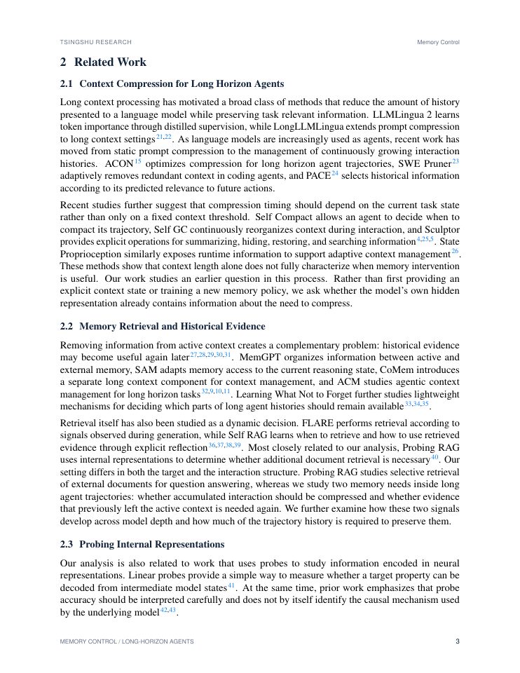 Page 3 of Memory Control Signals Emerge Before Action in Long Horizon Agents