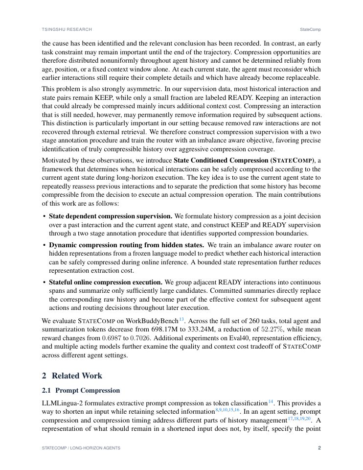 Page 2 of StateComp: Learning When to Compress History in Long Horizon Agents