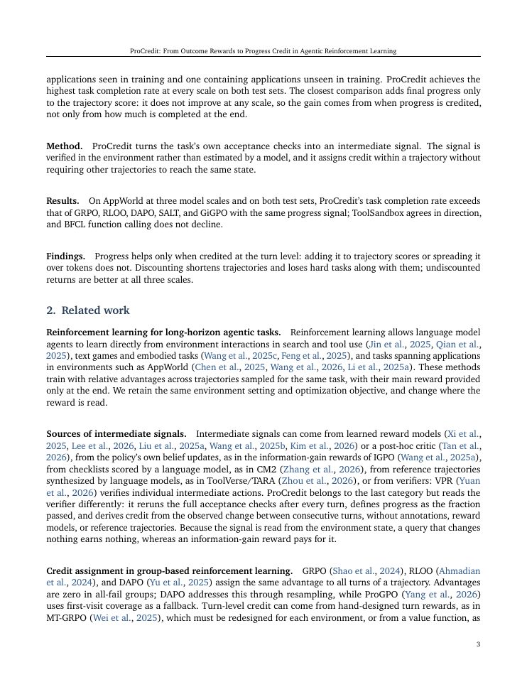 Page 3 of ProCredit: From Outcome Rewards to Progress Credit in Agentic Reinforcement Learning