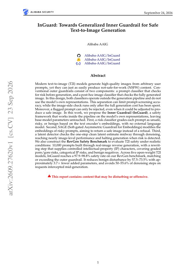 First page of InGuard: Towards Generalized Inner Guardrail for Safe Text-to-Image Generation
