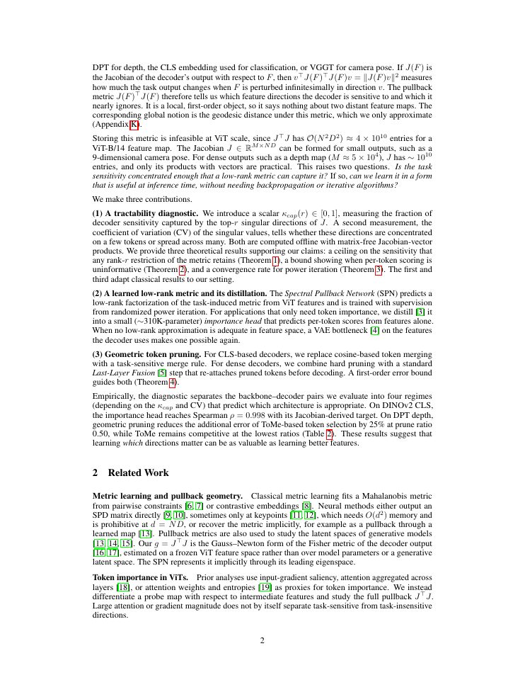Page 2 of Task-Induced Riemannian Metrics for Vision Transformer Feature Spaces
