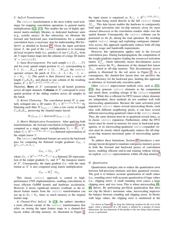 Page 3 of MicroQonv: Reshaping Convolution Tensors for Efficient Microscaling in Training and Inference
