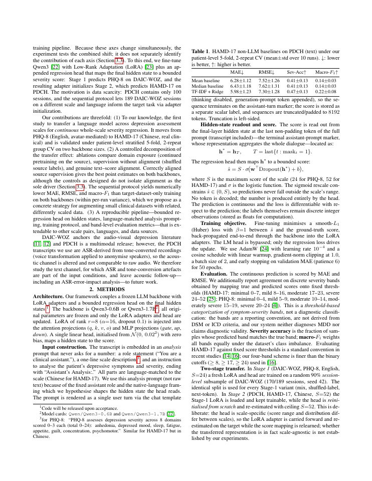 Page 2 of Cross-Scale Transfer Learning for Depression Severity Prediction: From PHQ-8 to HAMD-17 Across Languages and Clinical Paradigms
