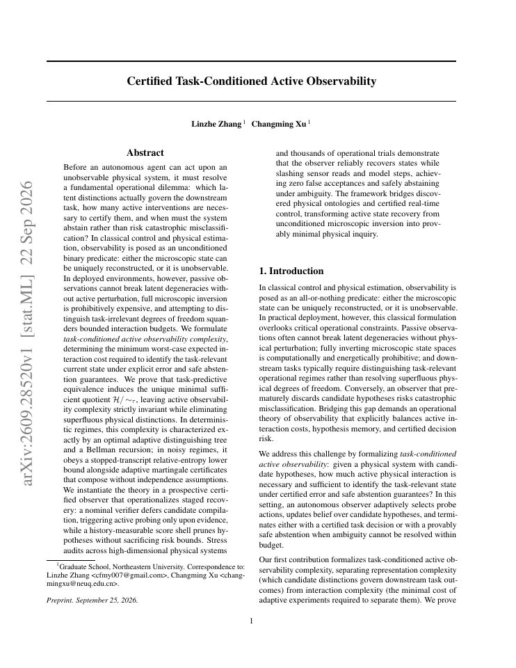 First page of Certified Task-Conditioned Active Observability