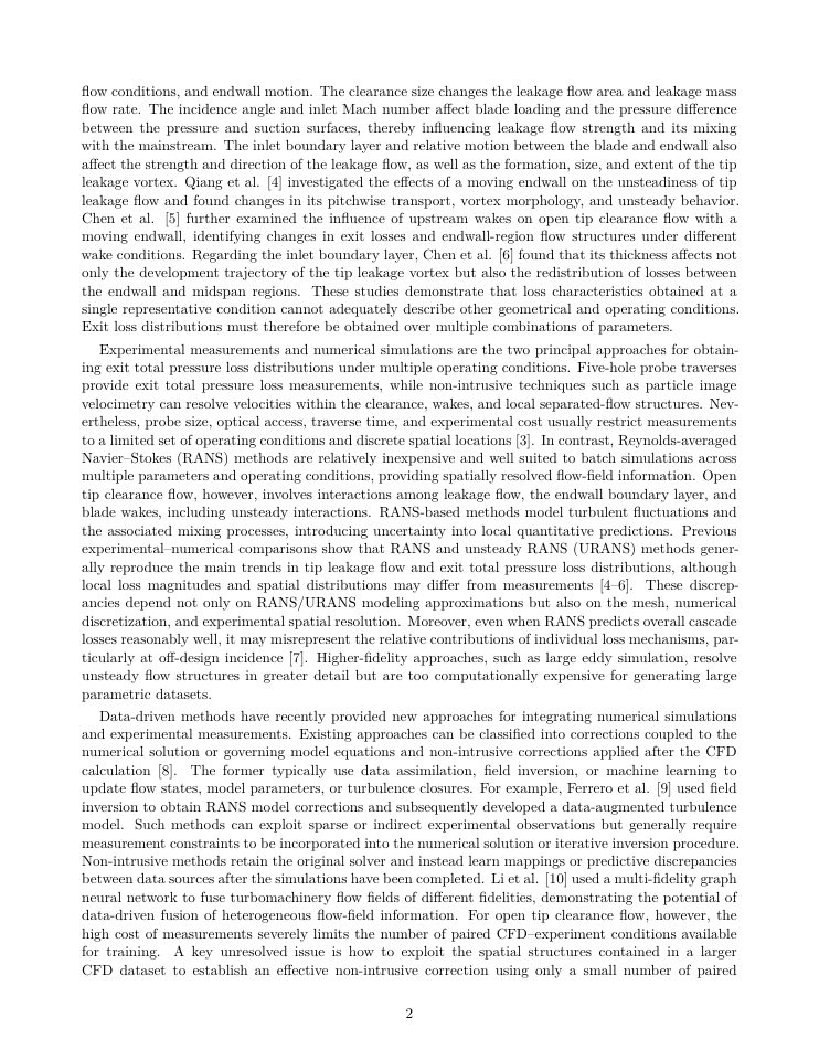 Page 2 of CFD Correction of Open Tip Clearance Flow in a Compressor Cascade Using VAE Latent Space Adaptation