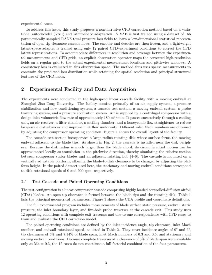 Page 3 of CFD Correction of Open Tip Clearance Flow in a Compressor Cascade Using VAE Latent Space Adaptation