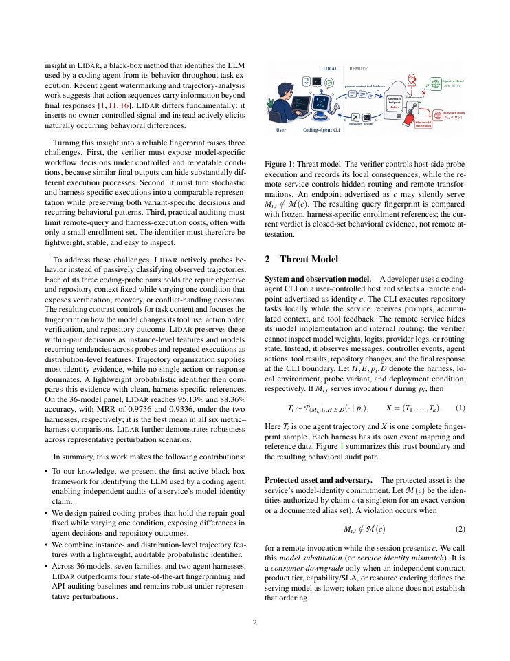 Page 2 of Who Is Behind the Harness? Fingerprinting LLMs through Agentic Behavior