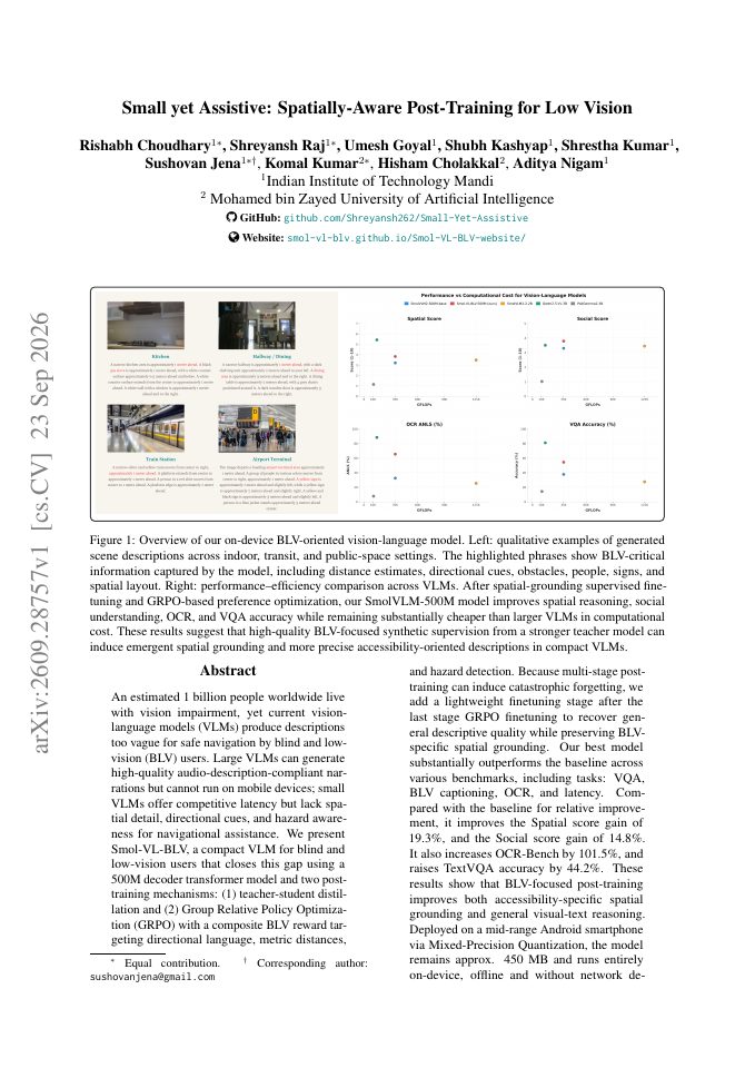 First page of Small yet Assistive: Spatially-Aware Post-Training for Low Vision