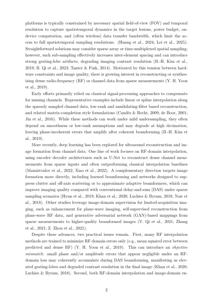 Page 2 of Physics-Guided Multi-Objective Deep Learning for Ultrasound RF Data Interpolation in Resource-Constrained Imaging